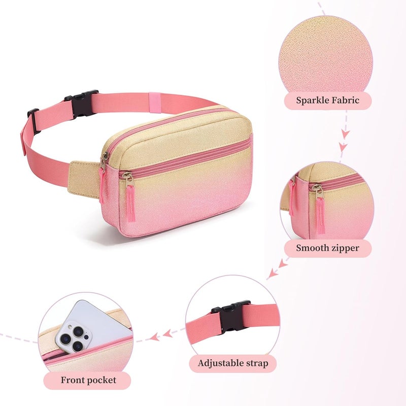 cotmcor Store Valentines Day Gifts for Kids: Fanny Pack Birthday Gift for 5 6 7 8 9 10 11 12 Year Old Teen Girls, Preppy Cute Trendy Stuff Colorblock Crossbody Bag Adjustable Belt Bags for Travel Outdoor - Image 5